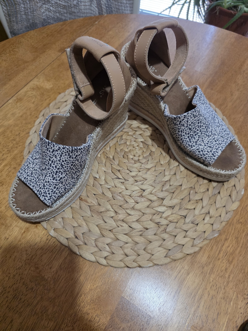 TOMS Leopard Print Ankle-Strap Espadrilles in Beige and Brown - Picture 2 of 6